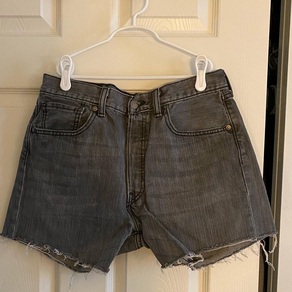 Levi's High Waisted Shorts in Grey - Picture 2 of 4